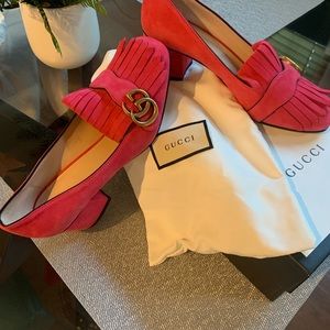 Gucci Hot Pink Suede Shoes
